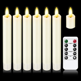 KSWING upgraded real wax short LED taper candles with remote for convenient ambiance