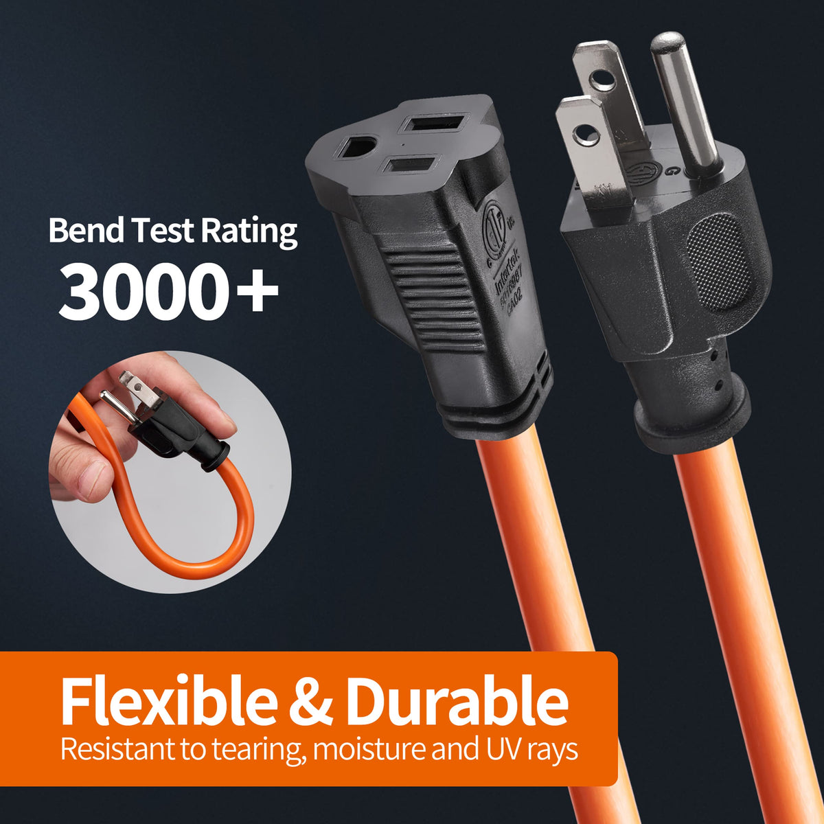 KTMC 16AWG extension cord SJTW plug for reliable connections