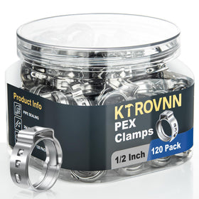KTROVNN 1/2 inch PEX crimp ring closeup shows durable stainless steel and seal readiness