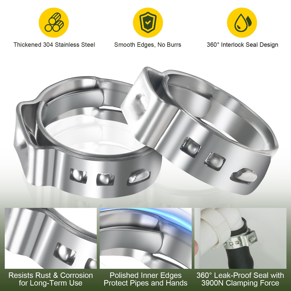 KTROVNN PEX rings in stainless steel 304 for corrosion resistance