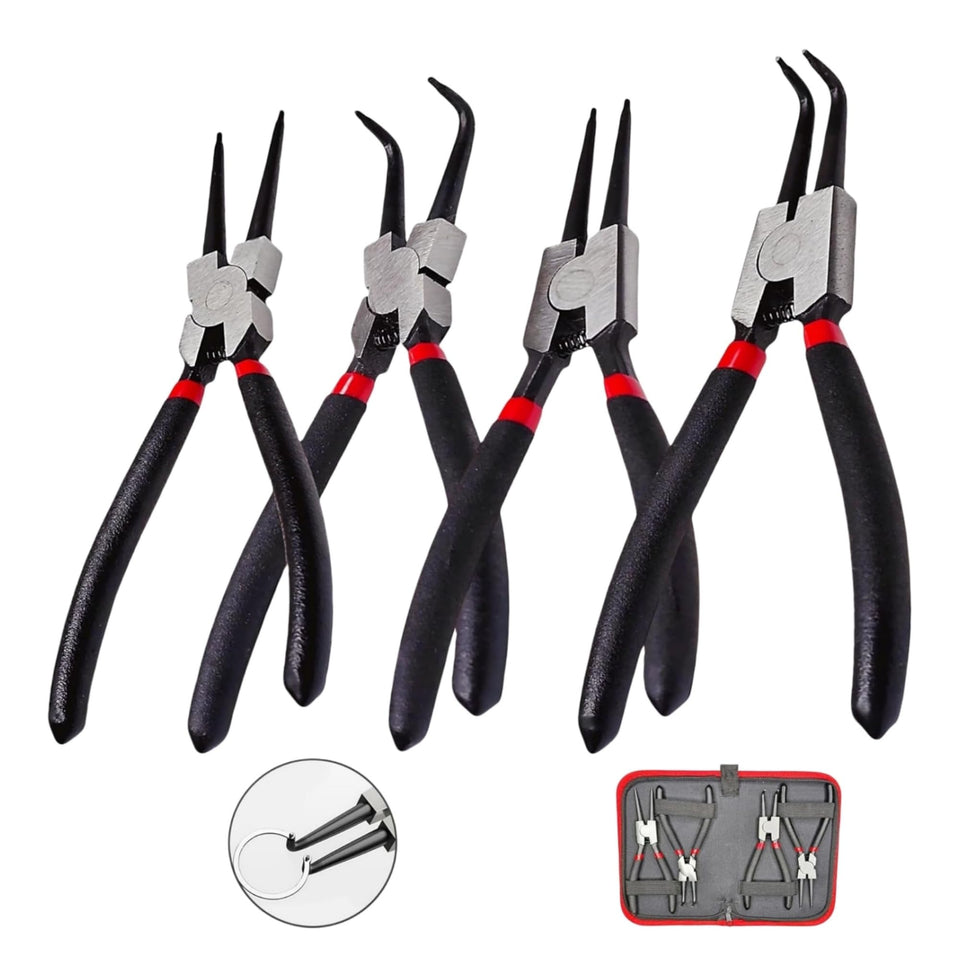 KUBOJSDLZ snap ring pliers set with straight and angled tips for versatile circlip work