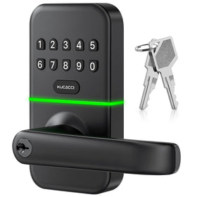 KUCACCI front-door keypad lock with illuminated buttons for easy night entry.
