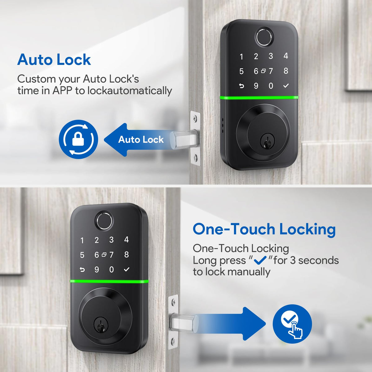KUCACCI Auto-lock feature keeps your door secured after delay
