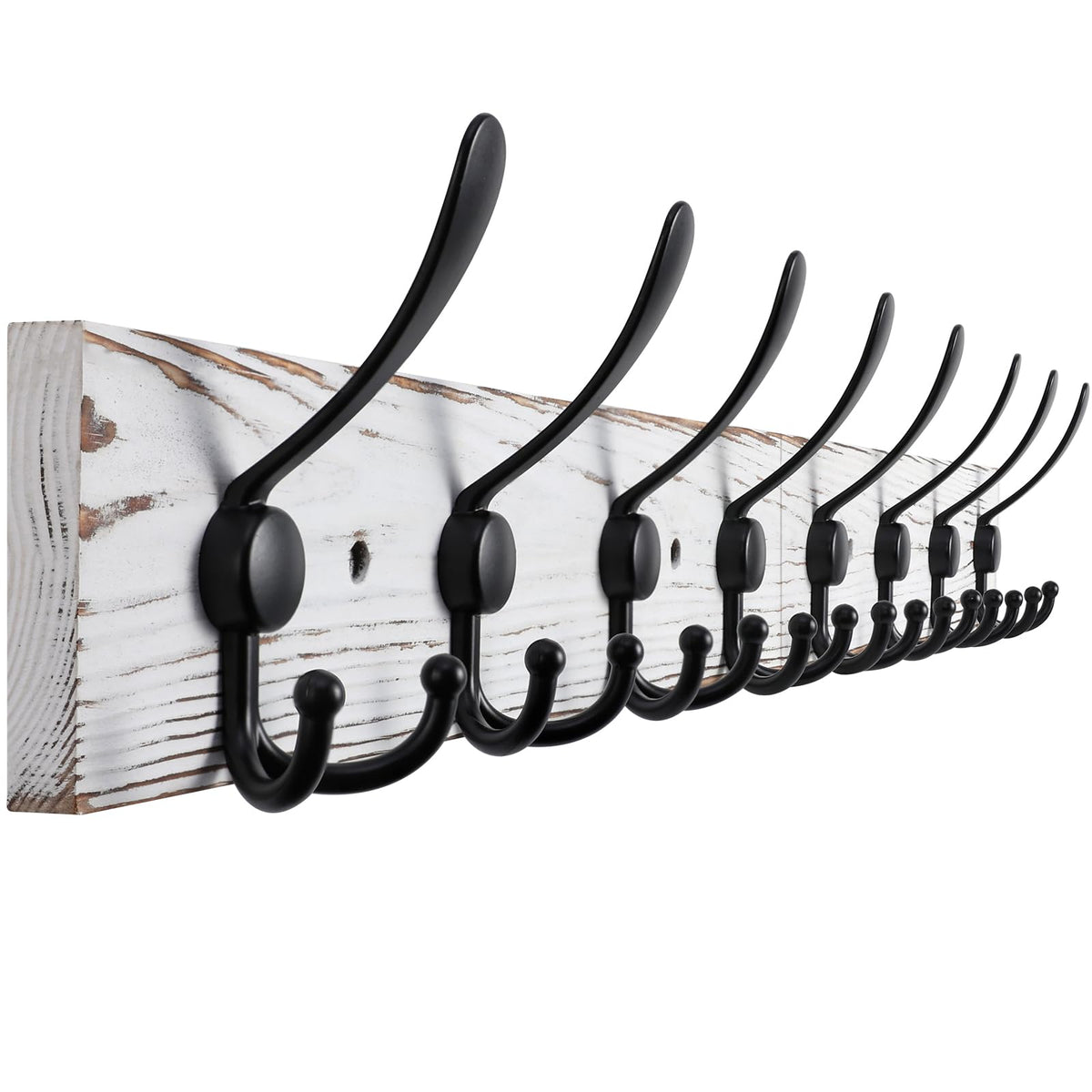 Kuhome wall-mount coat rack with eight triple-hooks for organized storage
