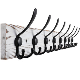 Kuhome wall-mount coat rack with eight triple-hooks for organized storage