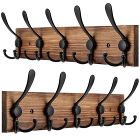 Kuhome coat rack wall mount on wooden base keeps entryways tidy.