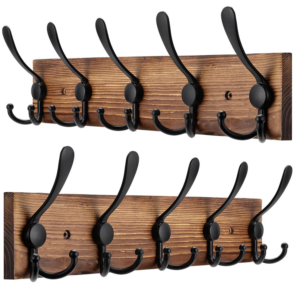 Kuhome coat rack wall mount on wooden base keeps entryways tidy.