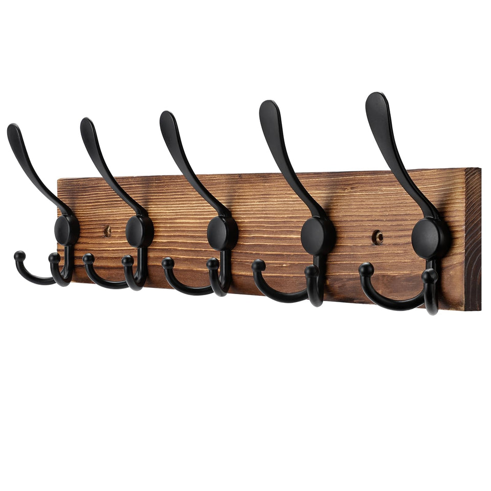 Kuhome coat rack wall-mount with three-tier hooks for organized entryway