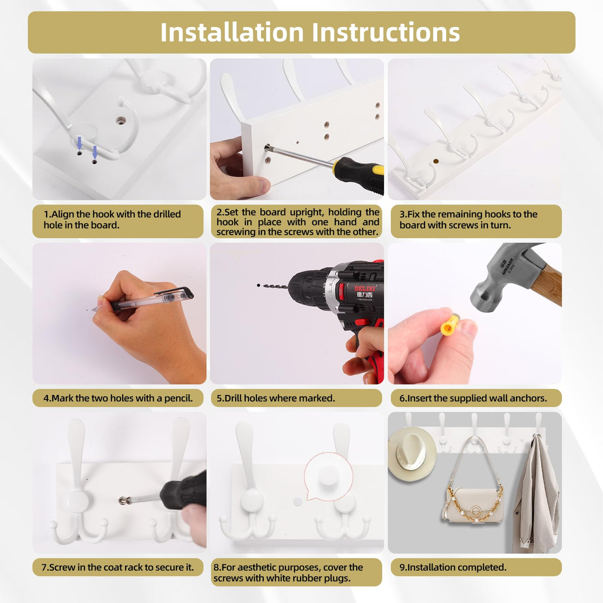 Kuhome includes all hardware for straightforward installation