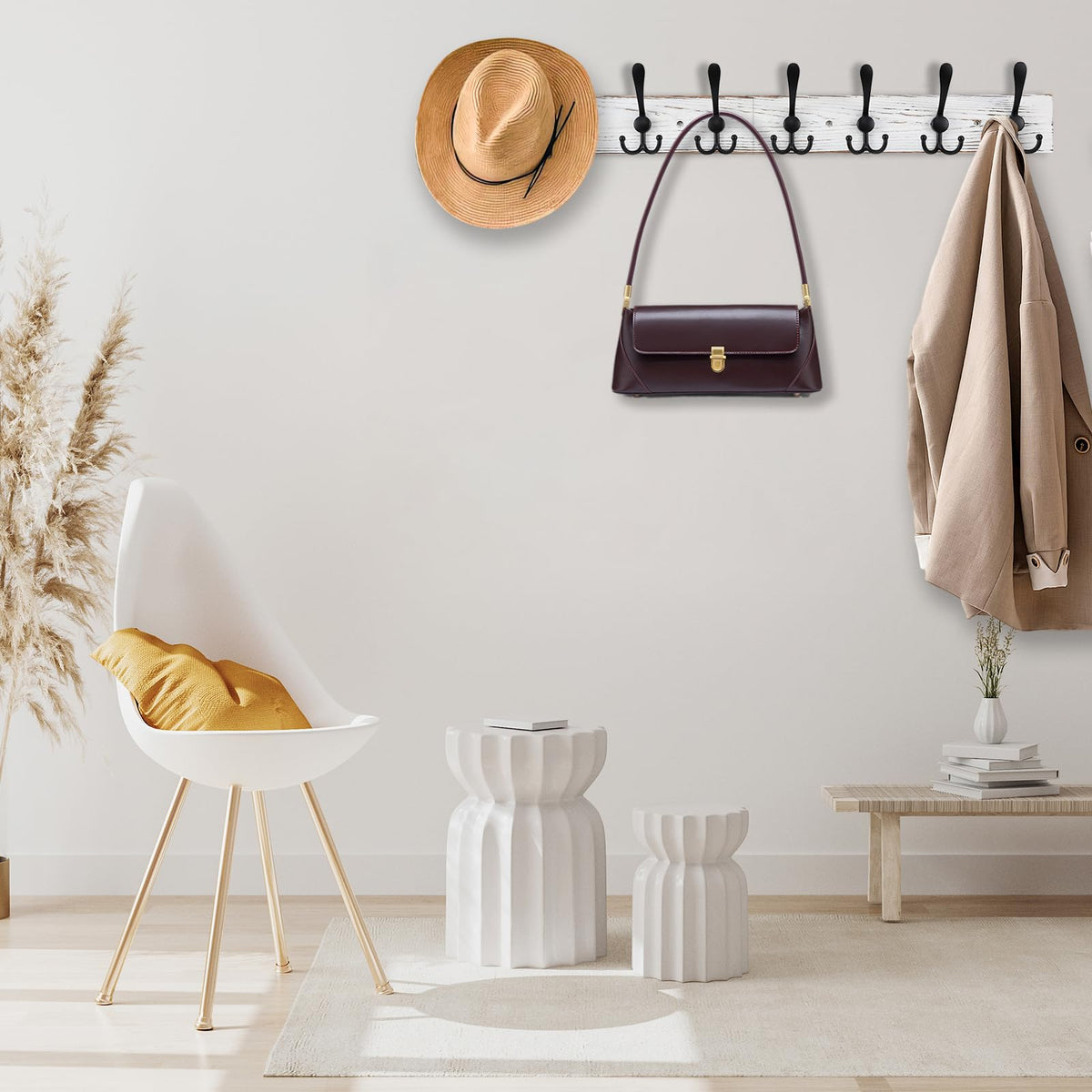 Package includes screws and drywall anchors for secure installation