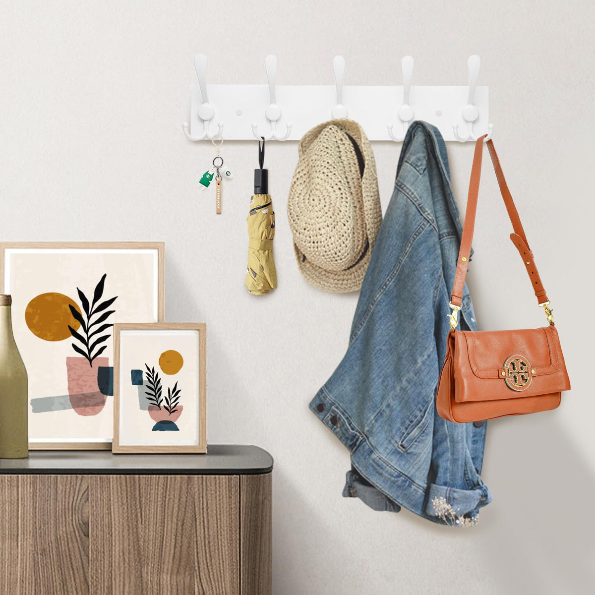 Kuhome white triple hooks ideal for coats, bags, and hats