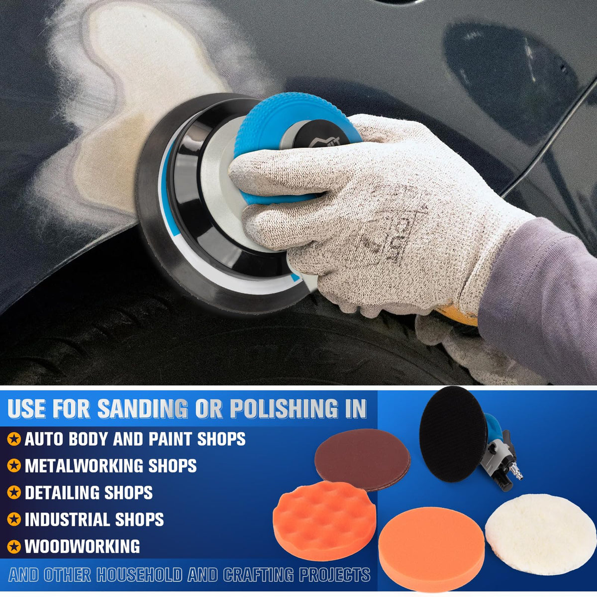 KUIMIT 5-inch hook-and-loop pad ready for flexible sanding and finishing.