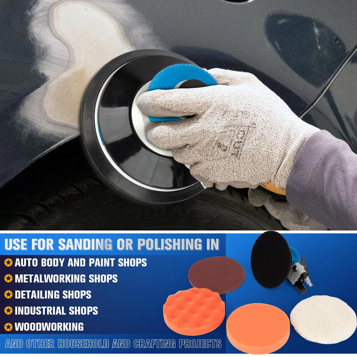 Heavy-duty performance for automotive, metal, and wood work.