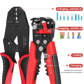 Kuject 3-in-1 wire stripper in action with automatic stripping and crimping