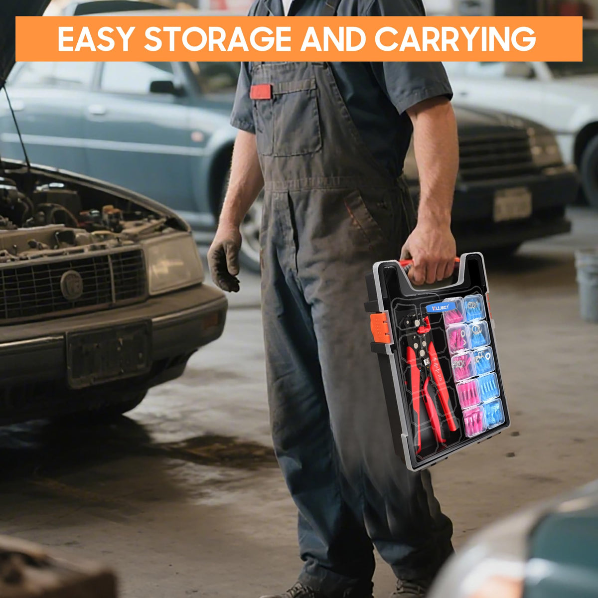 Kuject organized case with twenty mini compartments keeps parts accessible during repairs.