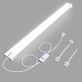 KUKUMAO 4ft plug-and-play LED shop light for quick garage installation.