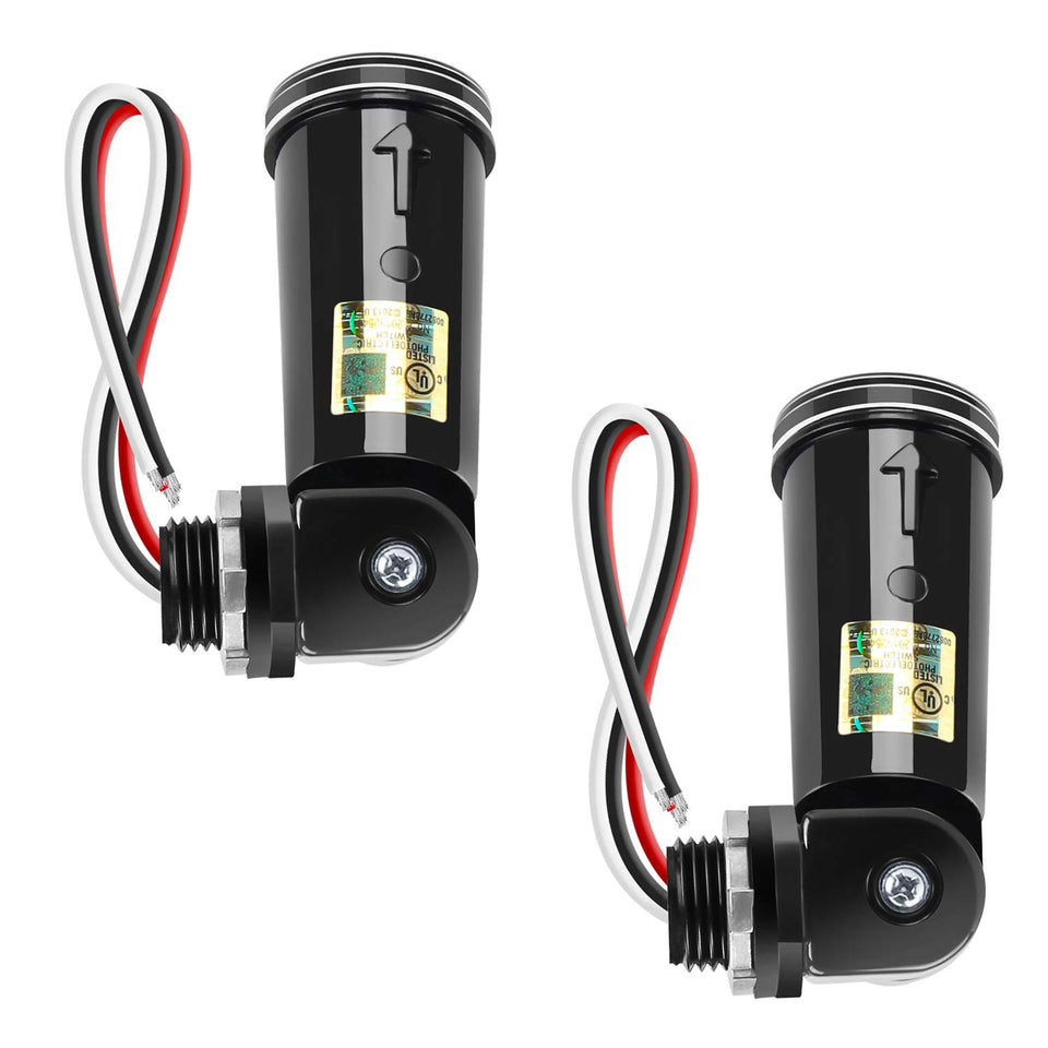 KUKUPPO 2-pack photo cell outdoor sensor for dusk-to-dawn lighting control.