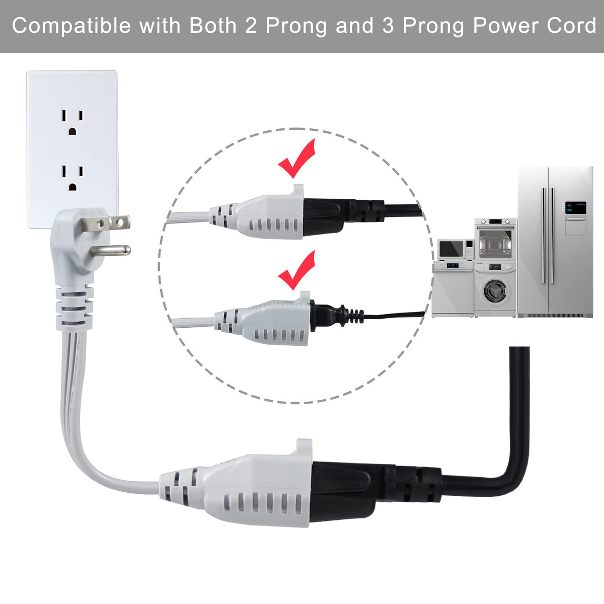 KUNCAN flat plug right-angle design saves wall space.