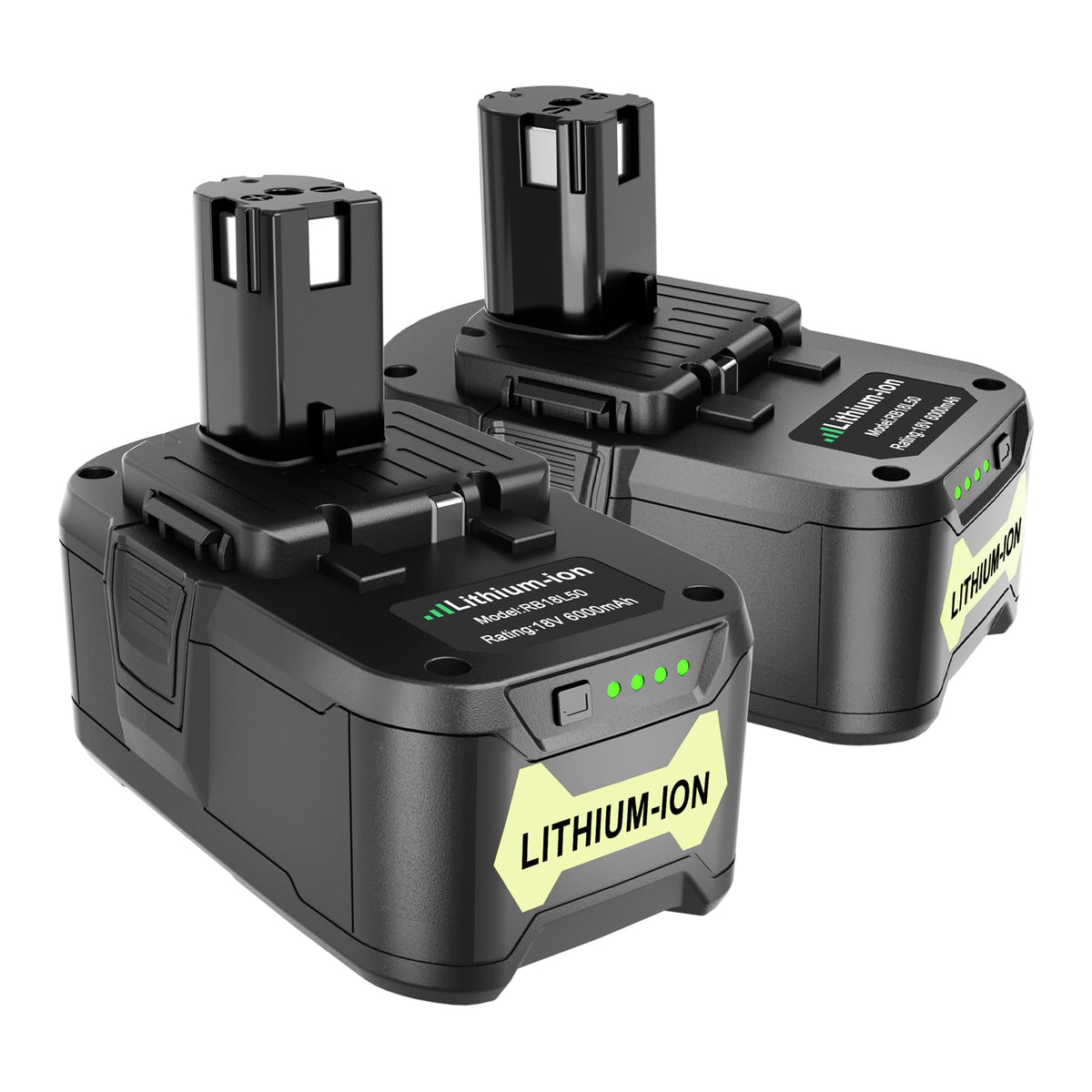 KUNLUN 6.0Ah Ryobi battery front view showing extended runtime potential.