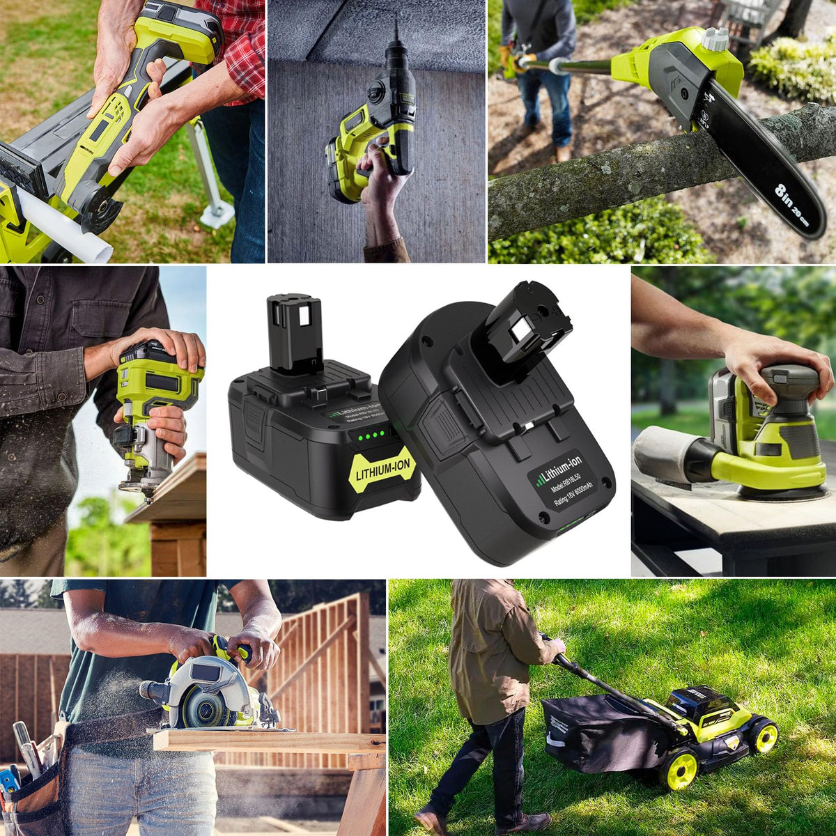 KUNLUN 6.0Ah Ryobi battery installation procedure and orientation.