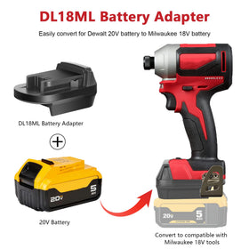 Kunlun DL18ML adapter demonstrates compatibility with multiple Dewalt 20V batteries