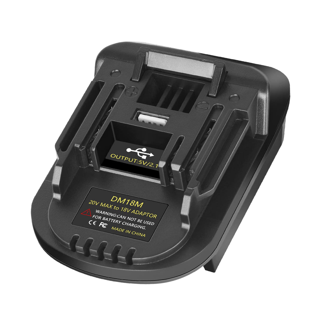 KUNLUN DM18M adapter with USB port enables on-the-go charging for Makita tools.
