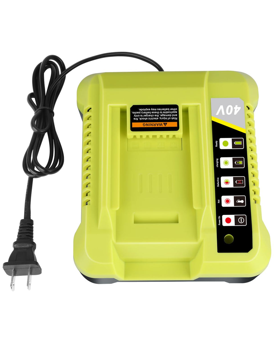 KUNLUN OP401 front view shows compact charger for Ryobi 40V batteries.