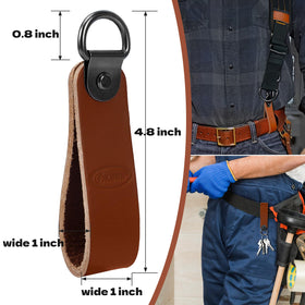 KUNN brown leather loops highlight durable finish and versatile fit for tool belts.