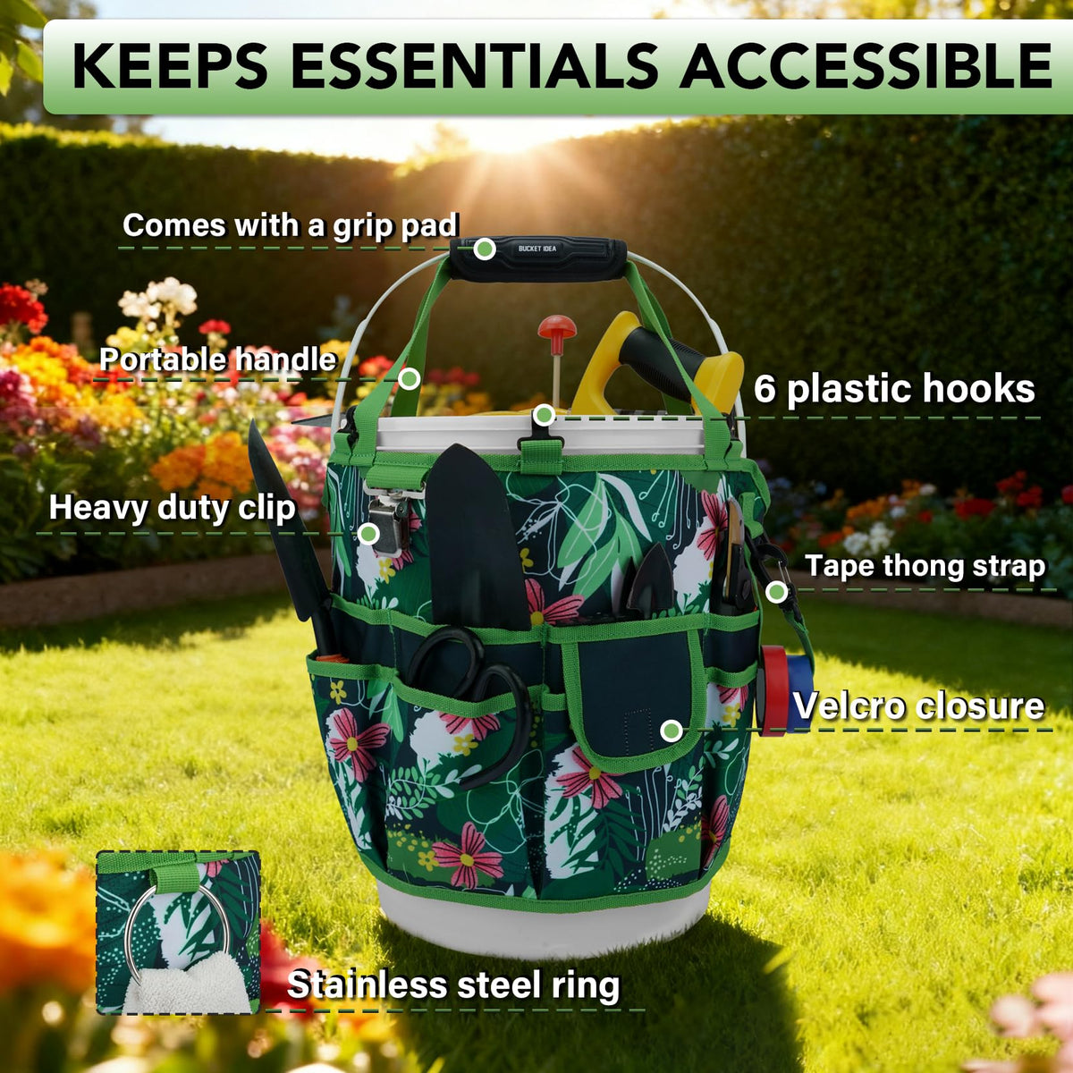 KUNN ergonomic grip pad reduces strain when carrying soil or plants.