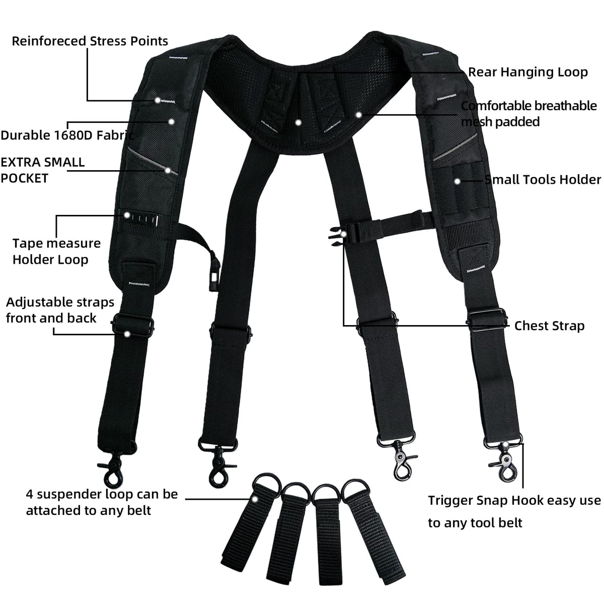 KUNN padded shoulder straps provide breathable comfort during long work shifts