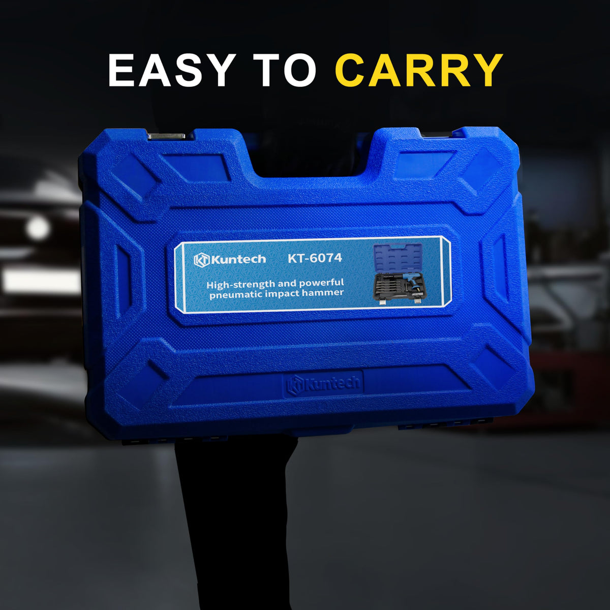 Kuntech air hammer anti-slip grip provides steady control on rugged surfaces.