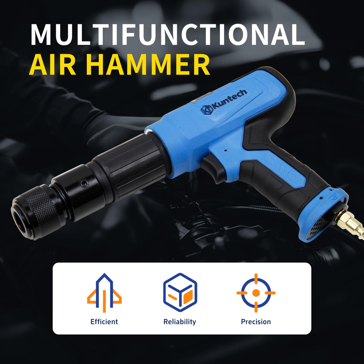 Kuntech air hammer safety gloves included for added protection.