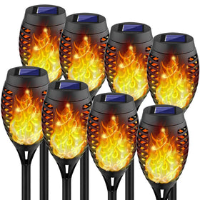 Kurifier solar torch light flicker shows a soft real-flame effect for outdoor ambiance.