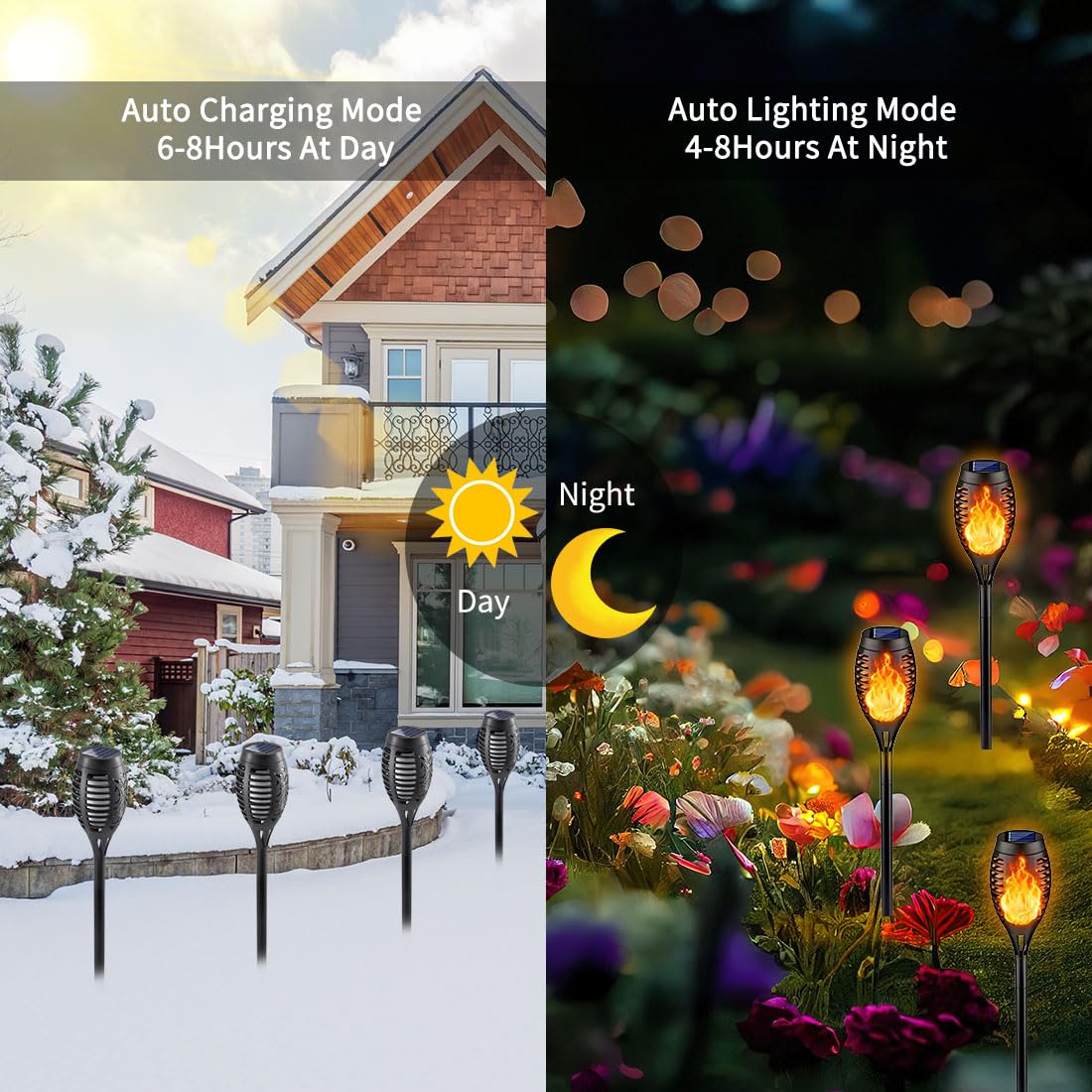 Kurifier waterproof ABS torches withstand rain for year-round garden decor.
