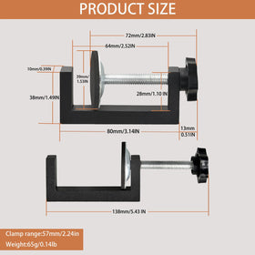 Kurras mini clamp with screw-knob adjustment for quick setup.