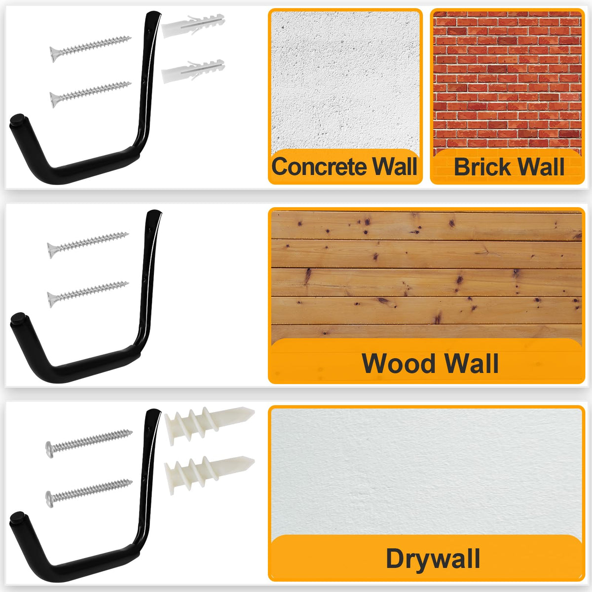 KURUI included anchors and screws for secure mounting