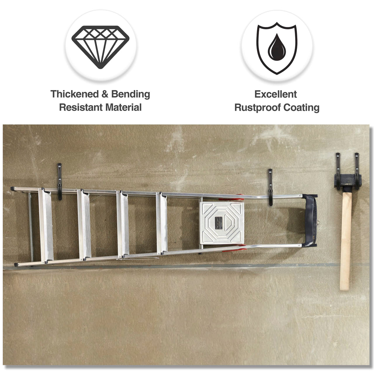 KURUI ladder hook 8-inch long secure storage for a heavy ladder