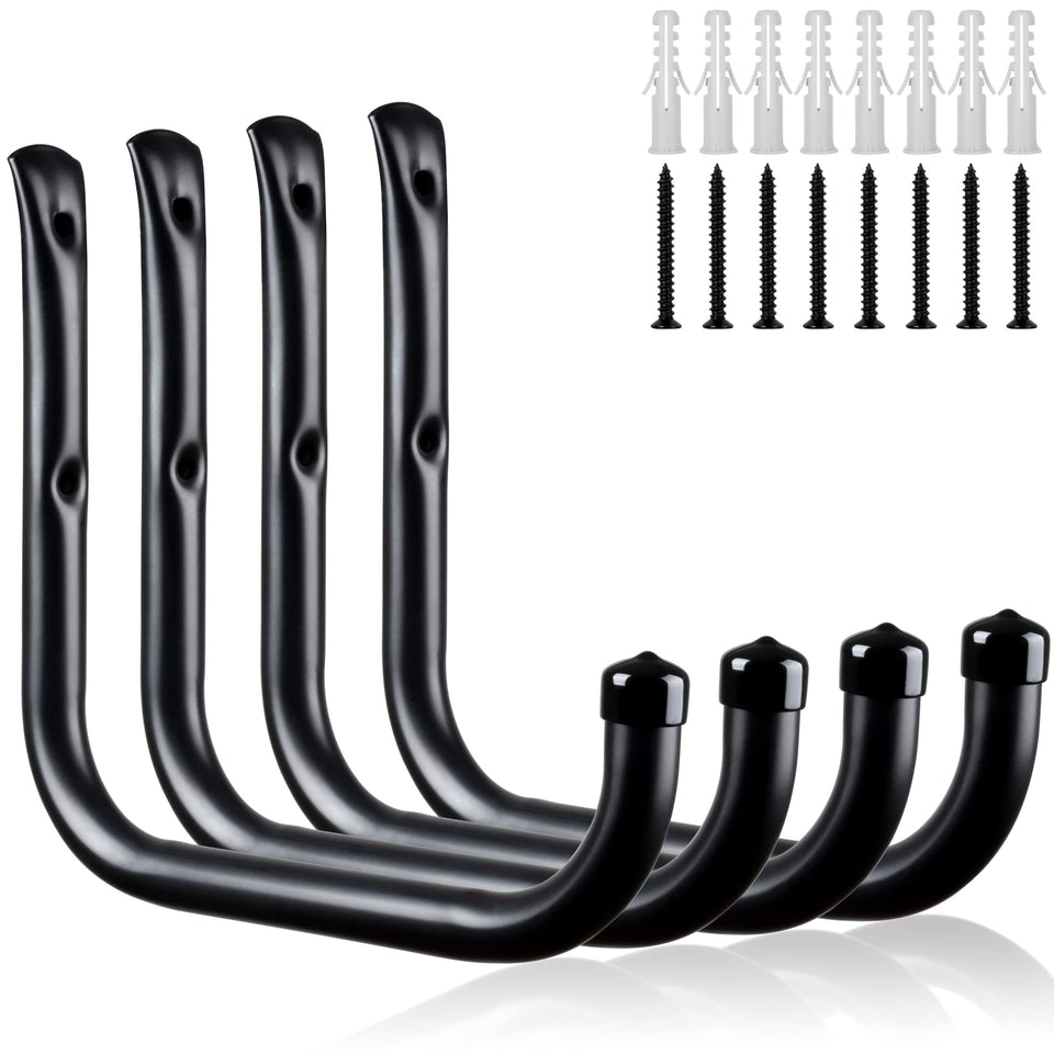 KURUI wall hooks in garage-storage setup keeping tools off the floor and freeing space