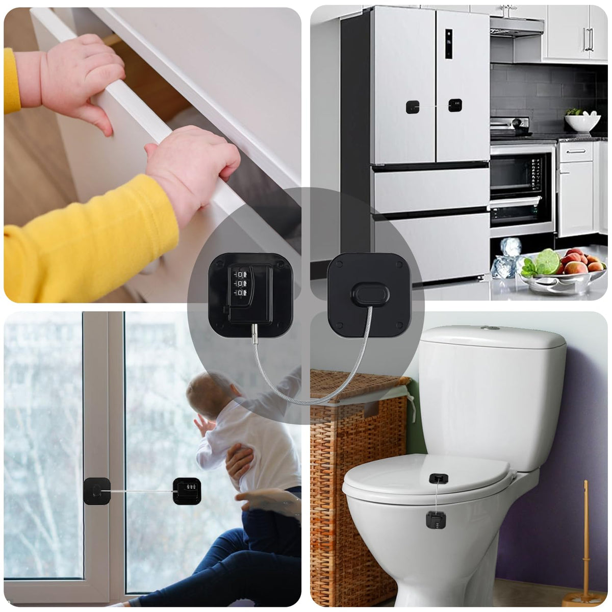 Kusaiooi fridge lock reinforced cable offers twist resistance for daily handling.