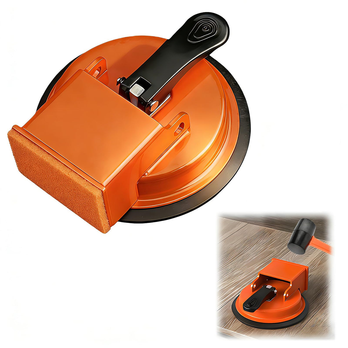 KUSSTHUVY floor gap fixer close-up shows vacuum suction cup gripping smooth floor for tight gaps.