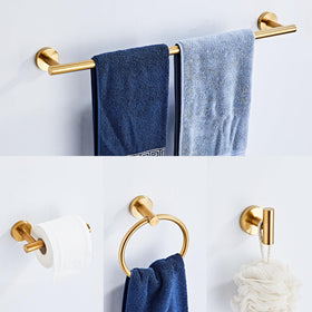 KUUBTH brushed gold towel ring keeps towels within reach after a shower