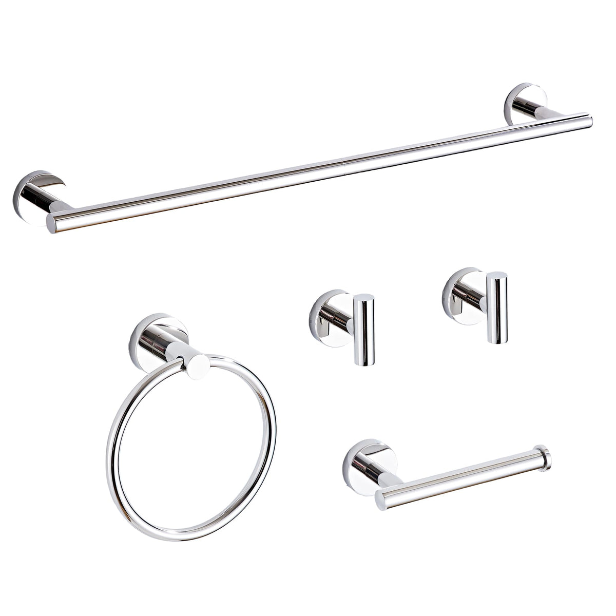 KUUBTH chrome towel bar installed, 23.6-inch length for easy towel access