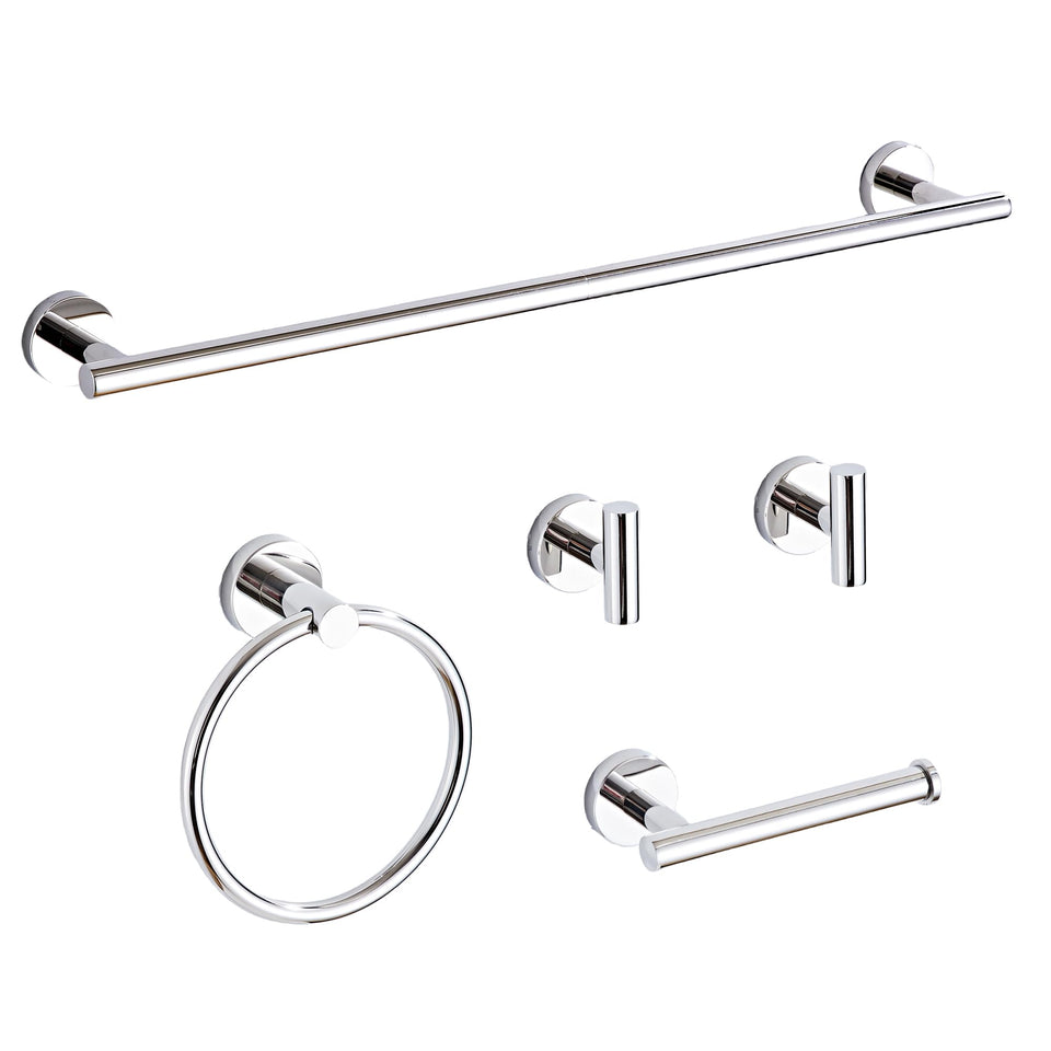KUUBTH chrome towel bar installed, 23.6-inch length for easy towel access