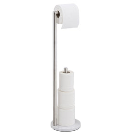 KUUBTH marble toilet paper holder stand with brushed nickel finish enhances bathroom style.