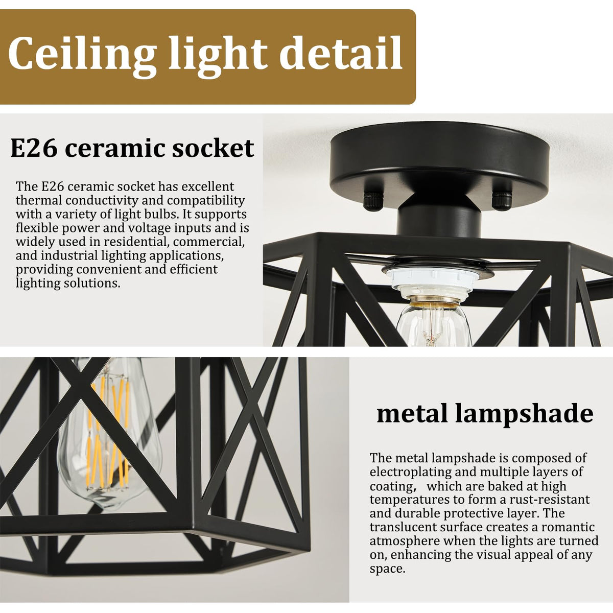 KUZIEG durable metal and ceramic base ensures long lasting lighting.