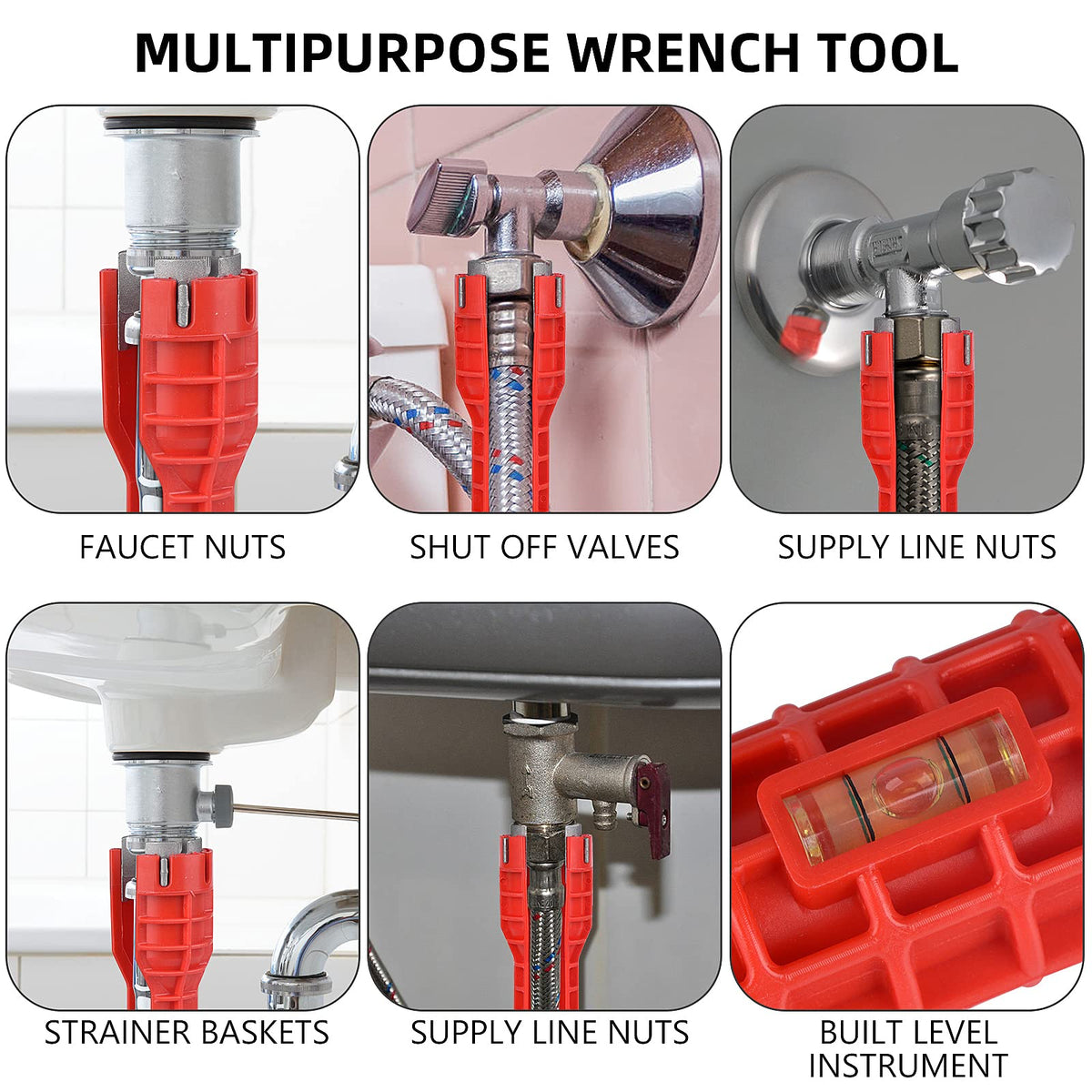 KUZIUA stripping attachments 28mm, 34mm, 40mm, and 44mm for common faucet nuts.