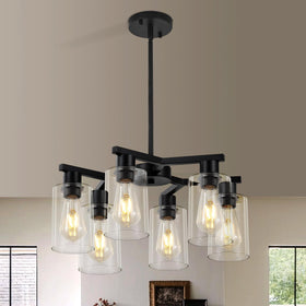 Kvaeavn six E26 bases support LED, incandescent, or dimmable bulbs.
