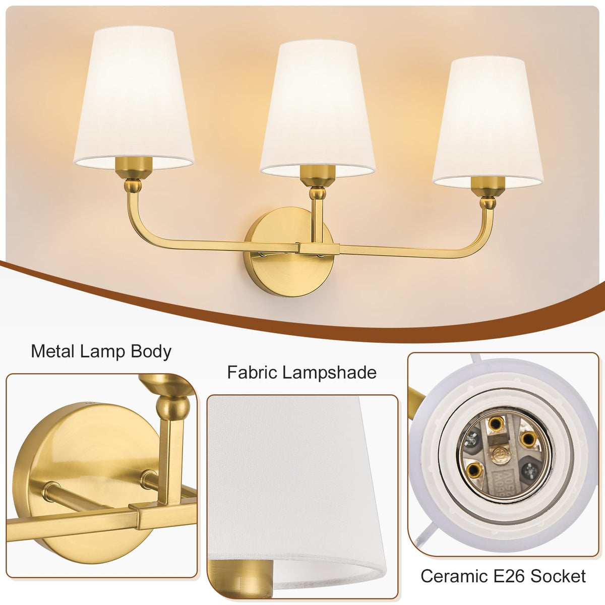 Kvhiiw arch-mounted vanity light blends rustic charm with contemporary geometry.