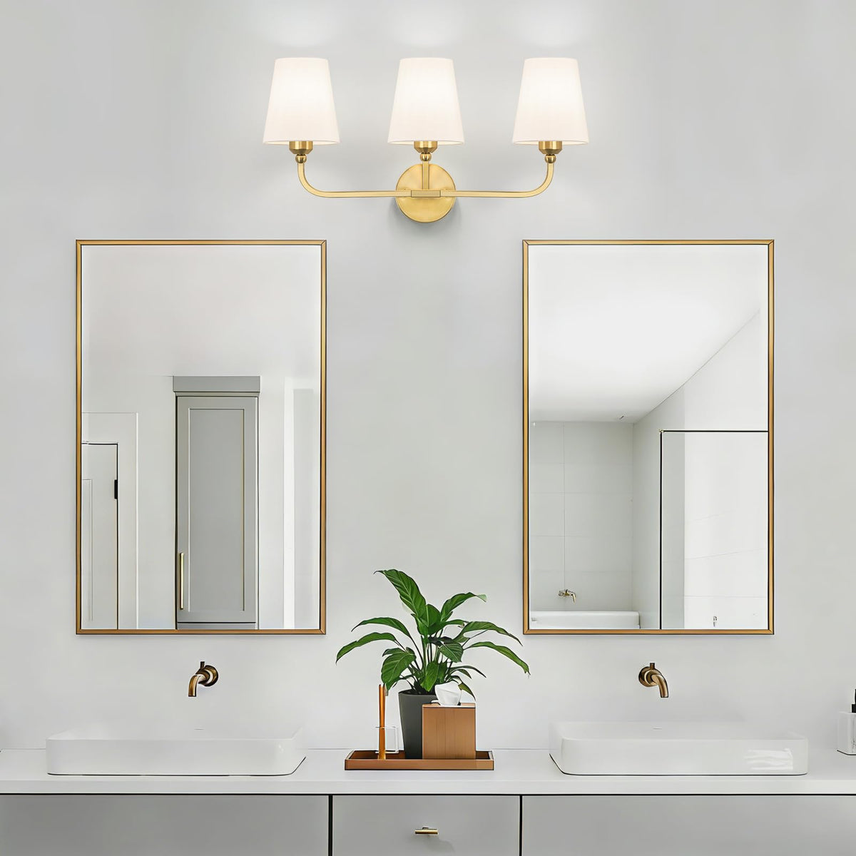 Kvhiiw vanity light over mirror, ideal for even illumination in small bathrooms.