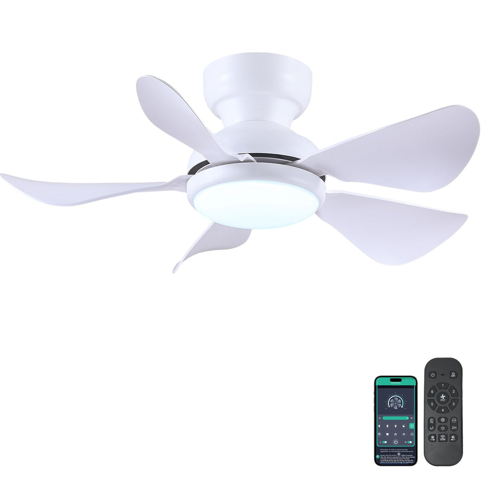 Kviflon 32-inch modern ceiling fan with light — compact flush-mount for low ceilings.